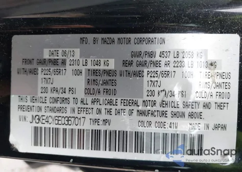 2014 Mazda Cx-5 Touring z USA, uszkodzony, nr VIN JM3KE4CY6E0367017